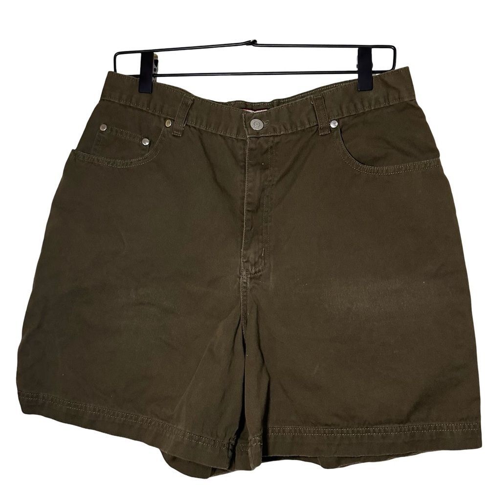 Vintage 90s Cenza High Rise Fatigue Green Shorts 12